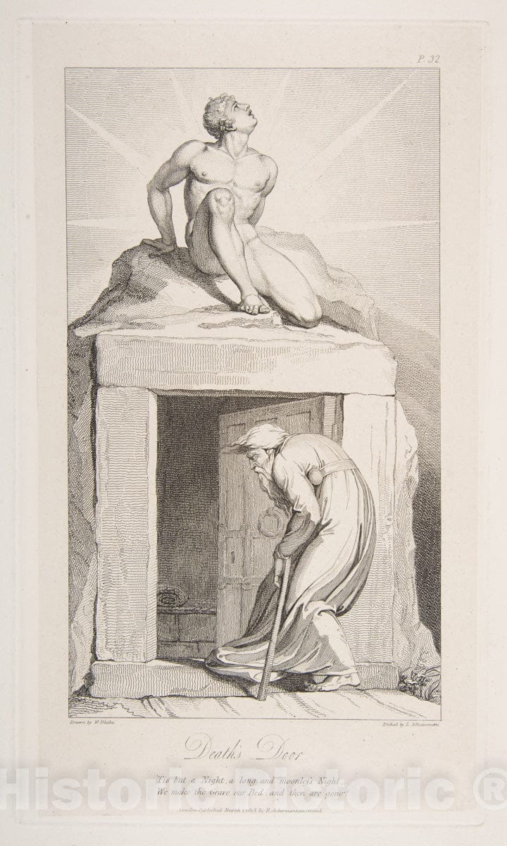 Art Print : Luigi Schiavonetti - Death's Door, from The Grave, a Poem by Robert Blair : Vintage Wall Art