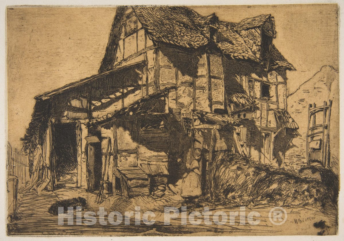 Art Print : James McNeill Whistler - The Unsafe Tenement (The Old Farm) - 435666 : Vintage Wall Art