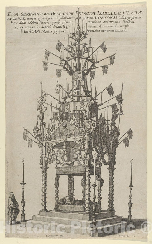 Art Print : Cornelis Galle I - Catafalque for Isabella Clara : Vintage Wall Art