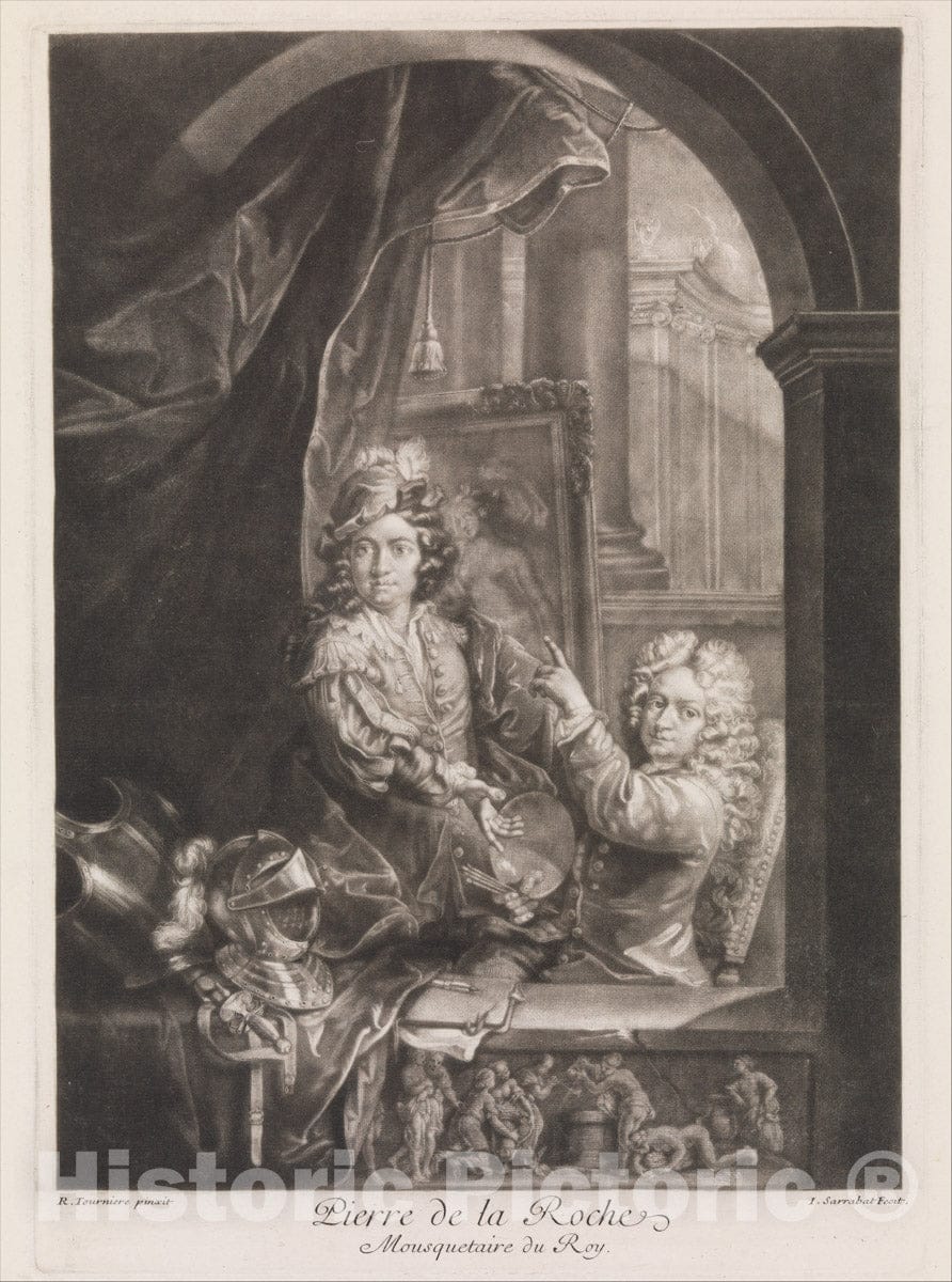 Art Print : Isaac Sarrabat - Portrait of Pierre de la Roche : Vintage Wall Art