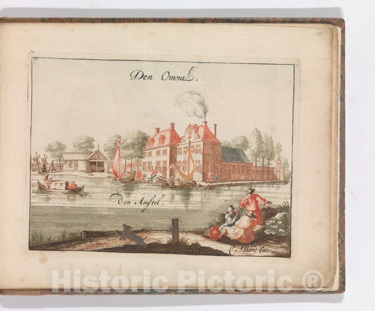 Art Print : Carel Allard - 'Den Omval, den Amstel', in: Tooneel Der Voornaamste Nederlands Huizen, En Lust Hoven, Naar T Leven Afgebeeld : Vintage Wall Art