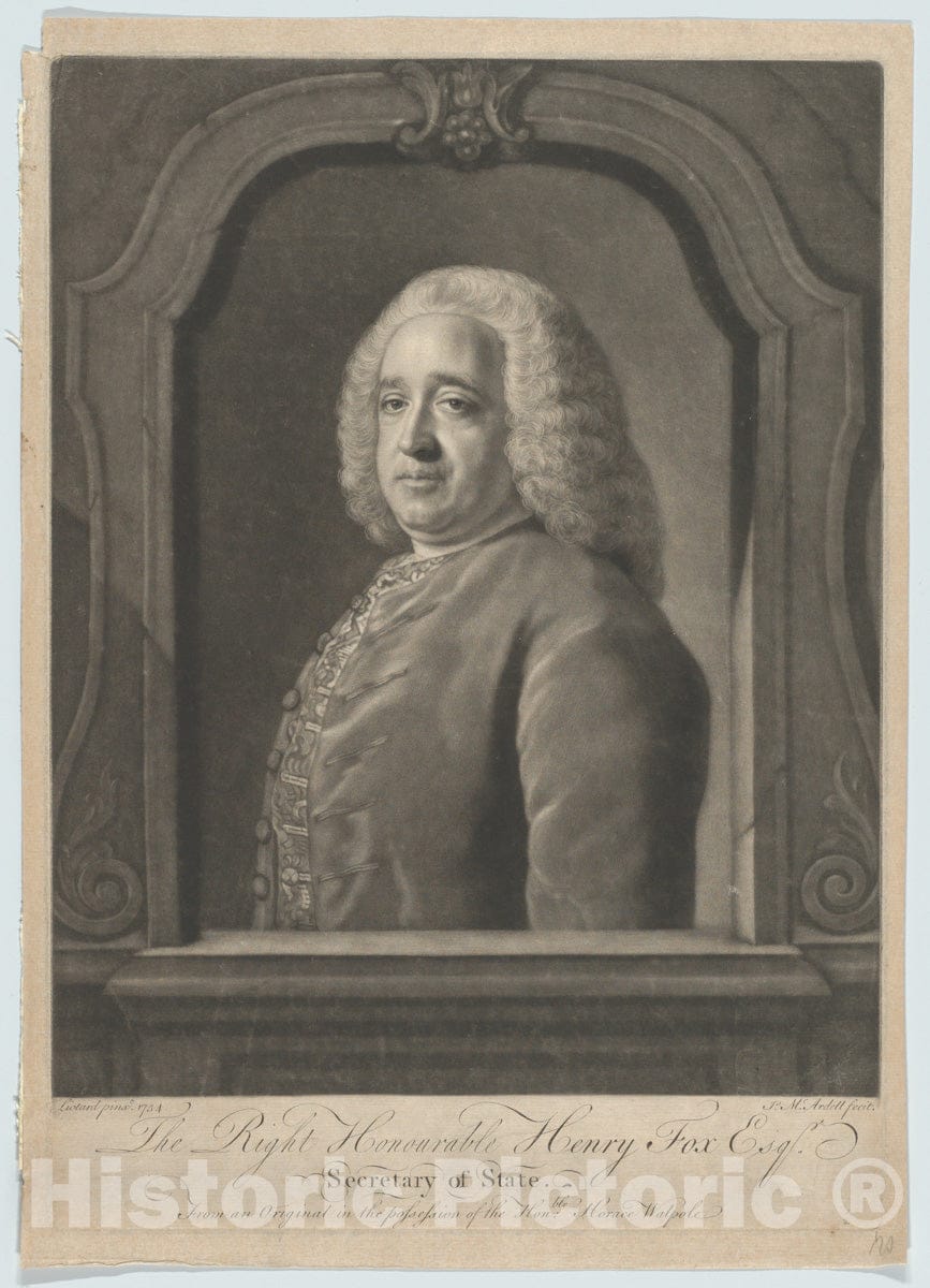 Art Print : James McArdell - Portrait of Henry Fox : Vintage Wall Art