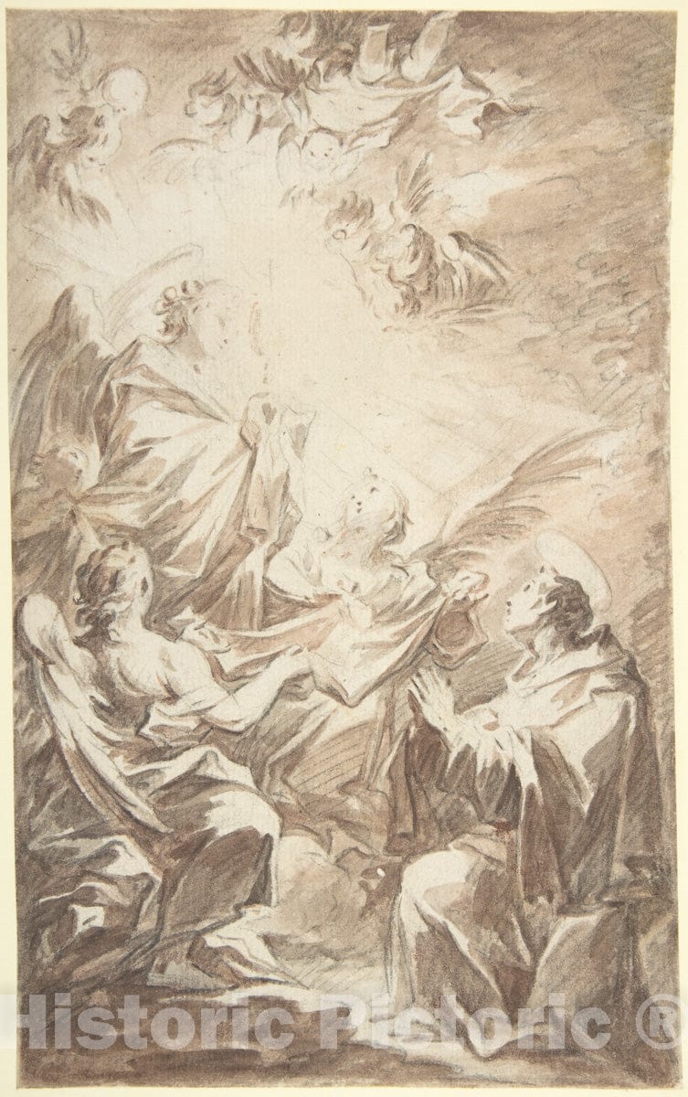 Art Print : Mariano Salvador de Maella - St. Paschal Baylon Adorning The Blessed Sacrament : Vintage Wall Art