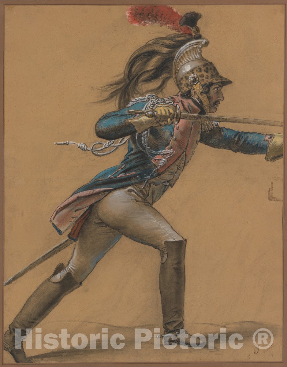 Art Print : Anne Louis Girodet-Trioson - A French Dragoon, Study for The Revolt of Cairo : Vintage Wall Art