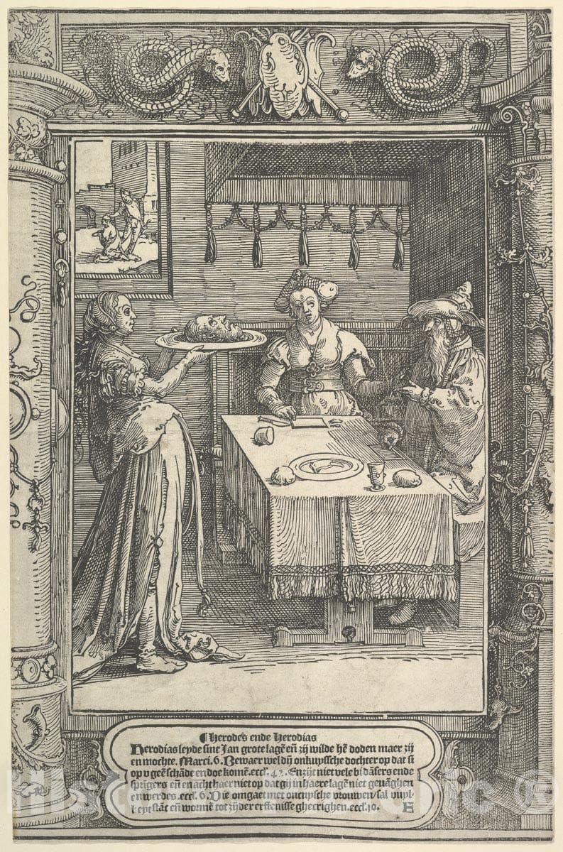 Art Print : Lucas Van Leyden - Salome with The Head of John The Baptist 1 : Vintage Wall Art