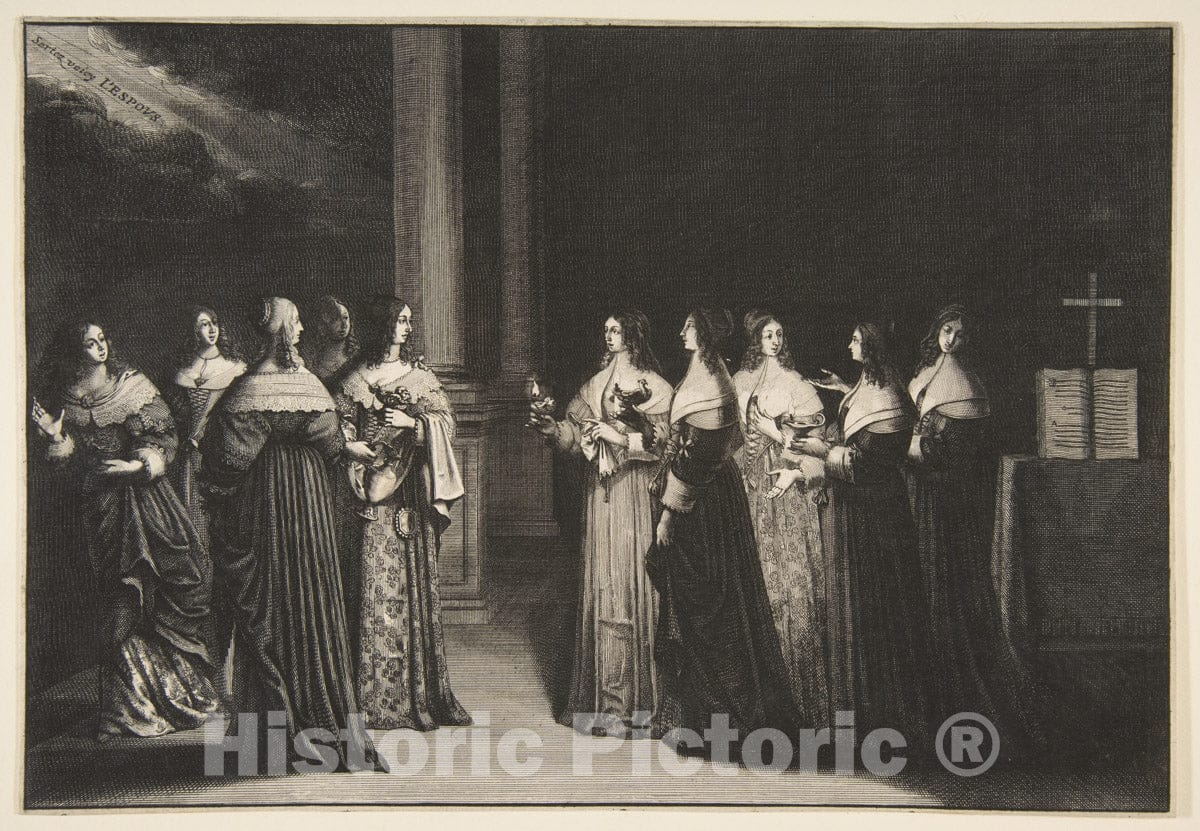 Art Print : Abraham Bosse - The Wise Virgins Refuse Oil to The Foolish Virgins 2 : Vintage Wall Art