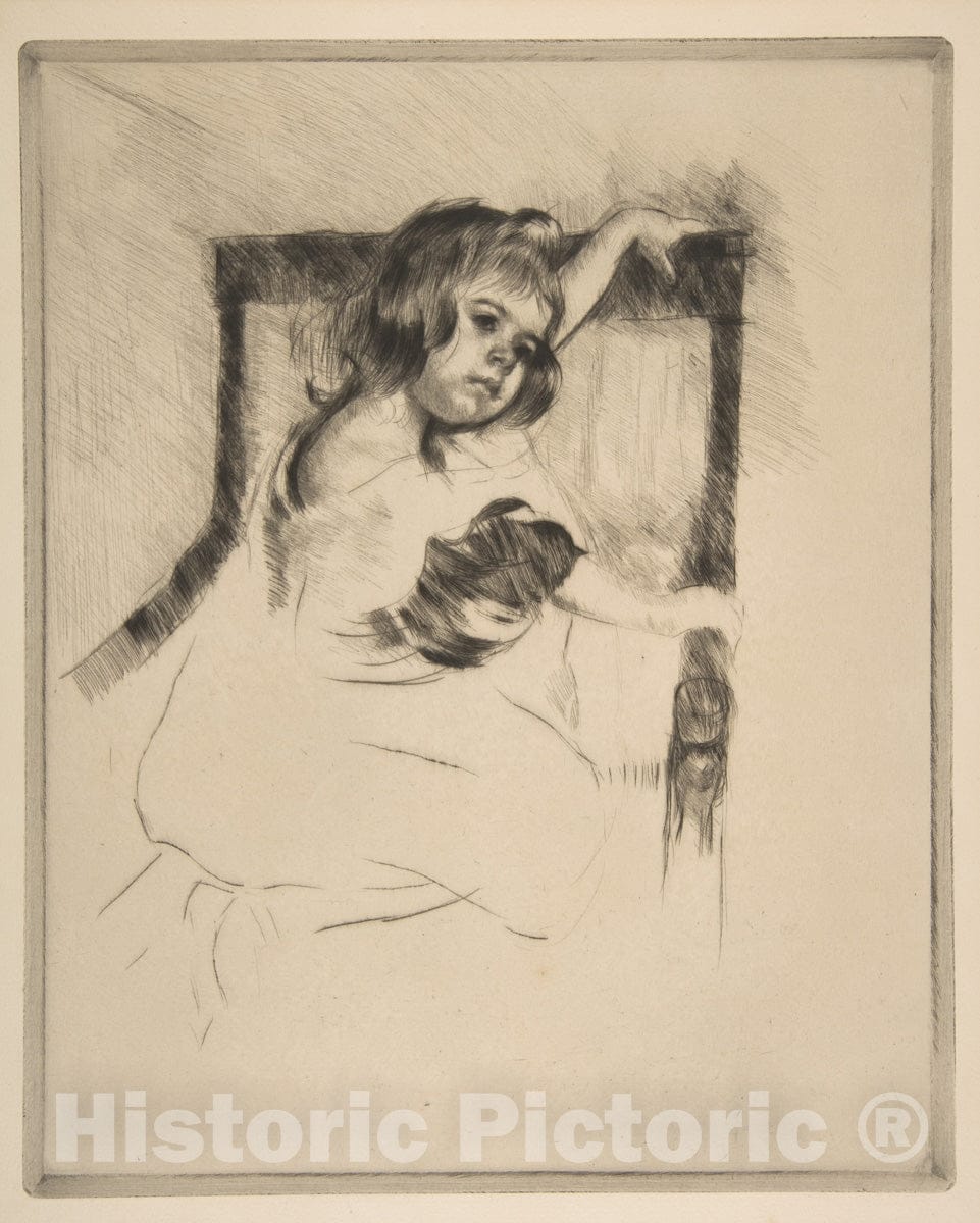 Art Print : Mary Cassatt - Kneeling in an Armchair : Vintage Wall Art