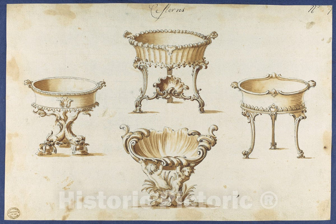 Art Print : Thomas Chippendale - Cisterns, from Chippendale Drawings, Vol. II : Vintage Wall Art