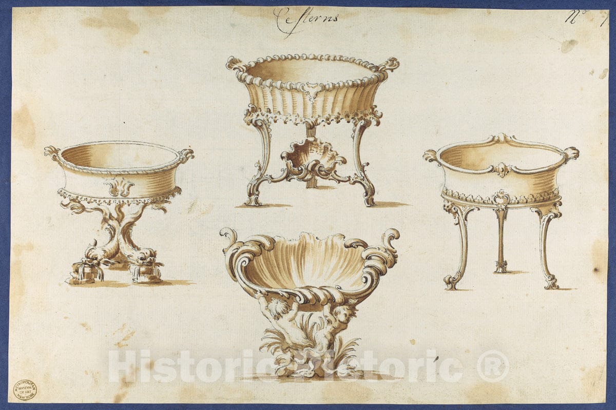 Art Print : Thomas Chippendale - Cisterns, from Chippendale Drawings, Vol. II : Vintage Wall Art