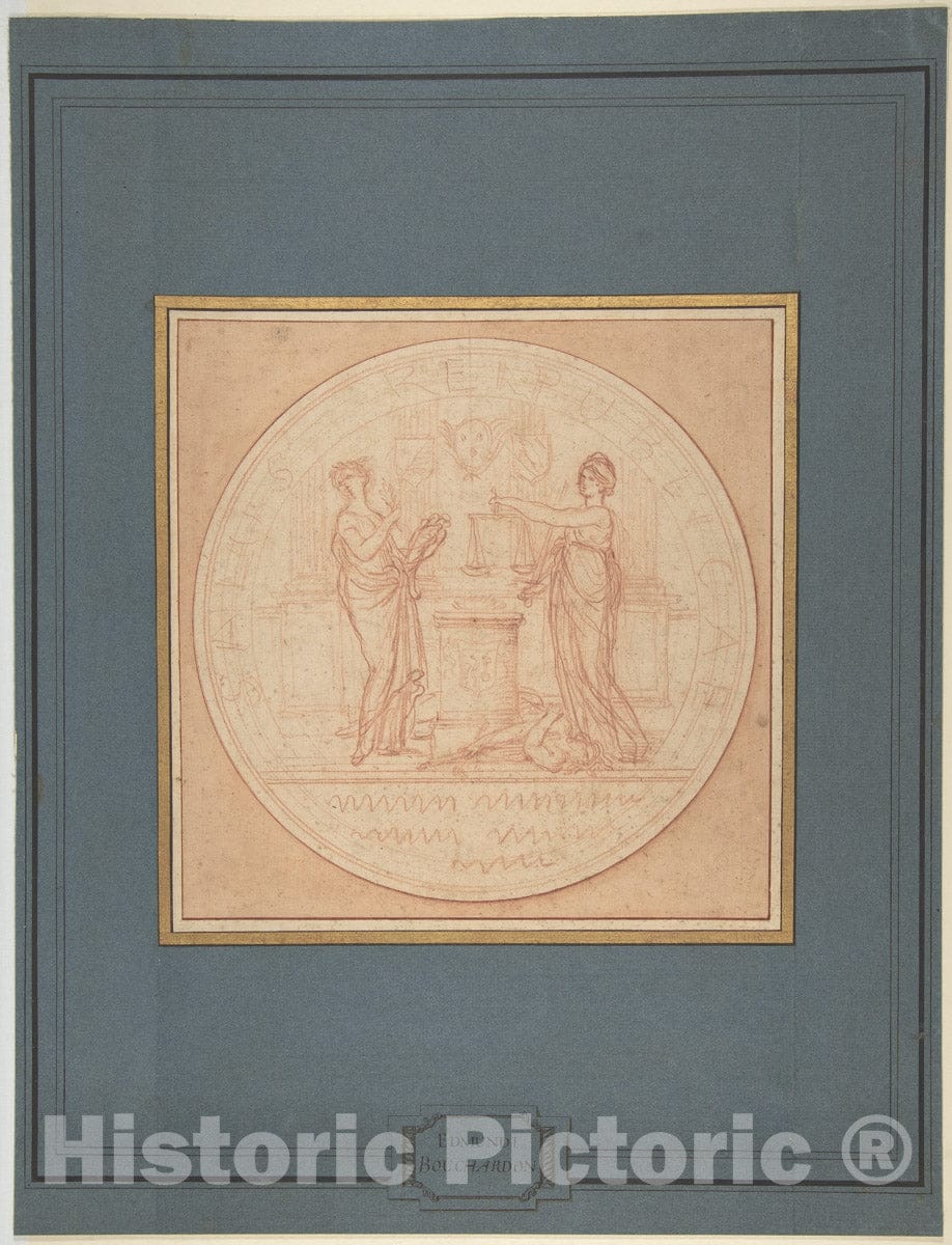 Art Print : Edme Bouchardon - Design for a Medal : Vintage Wall Art