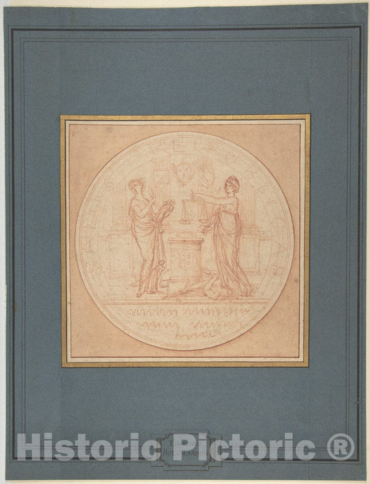 Art Print : Edme Bouchardon - Design for a Medal : Vintage Wall Art