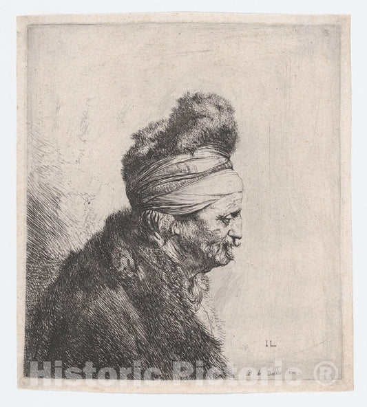 Art Print : Jan Lievens - Bust of an Old Man Wearing a Fur Cap : Vintage Wall Art