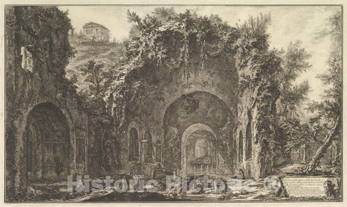 Art Print : Giovanni Battista Piranesi - The so-Called Grotto of Egeria (Veduta Della fonte e Delle spelonche d'Egeria fuor Della Porta Capena) : Vintage Wall Art