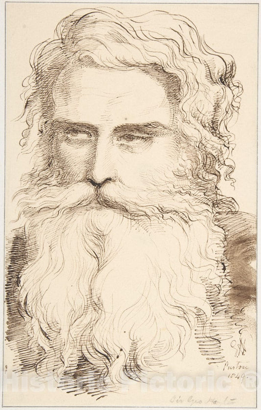 Art Print : Sir George Hayter - Head of a Bearded Old Man : Vintage Wall Art