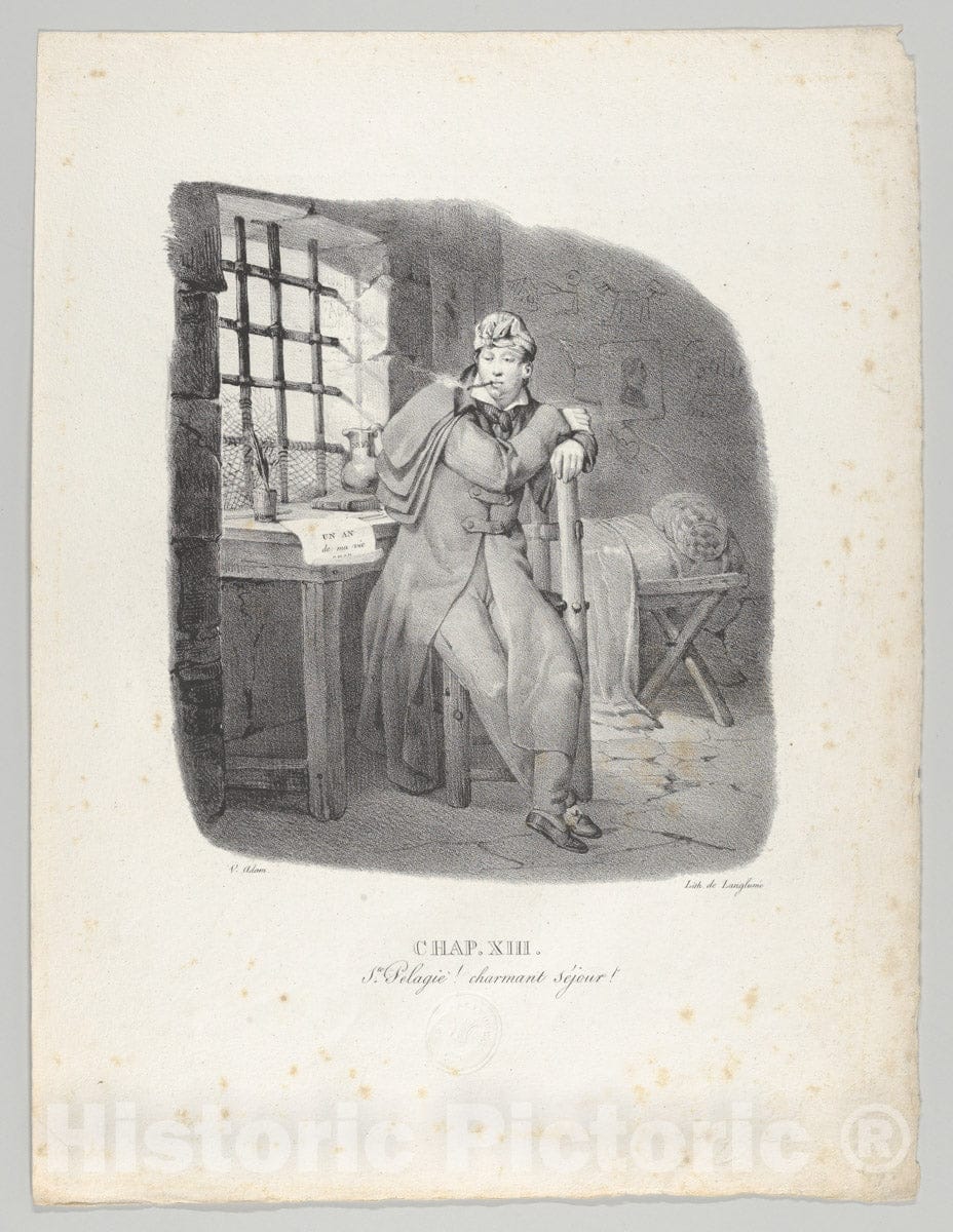 Art Print : Victor Adam - Chap. XIII: Ste. Pelagie! charmant séjour! (Sainte-Pélagie Prison, a Charming Stay!) : Vintage Wall Art