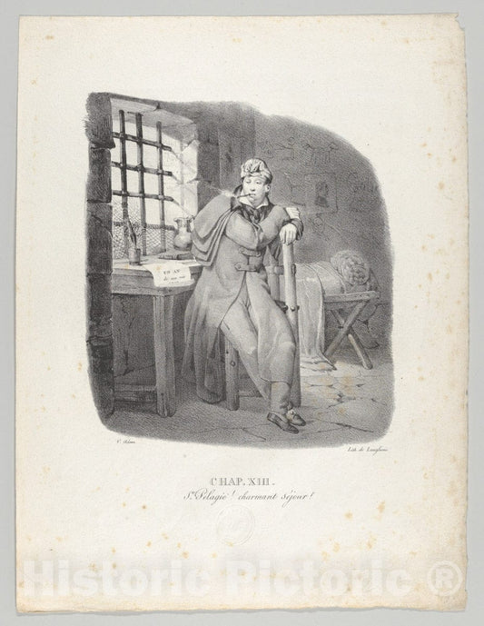 Art Print : Victor Adam - Chap. XIII: Ste. Pelagie! charmant séjour! (Sainte-Pélagie Prison, a Charming Stay!) : Vintage Wall Art