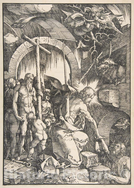Art Print : Albrecht Dürer - Christ in Limbo, from The Large Passion : Vintage Wall Art