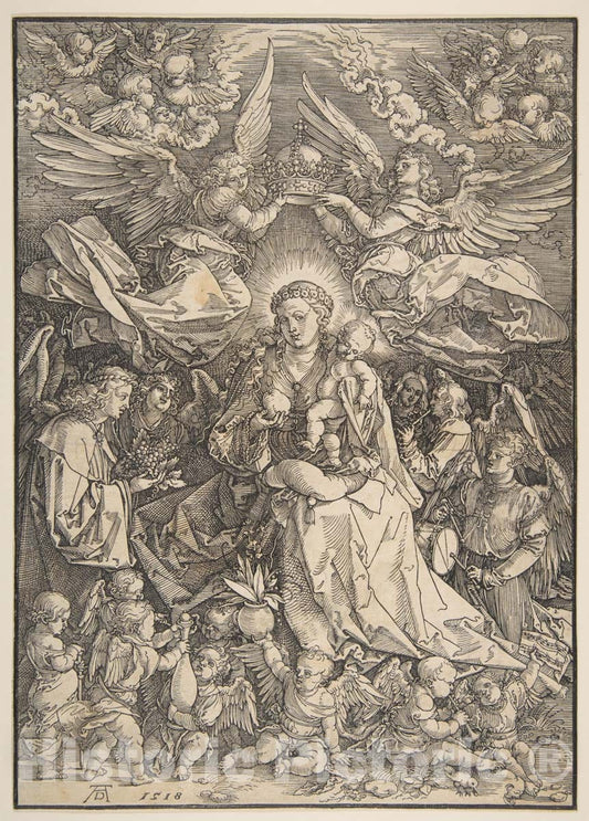 Art Print : Albrecht Dürer - The Virgin Surrounded by Many Angels 1 : Vintage Wall Art