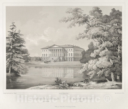 Art Print : J. Meyer - Le Palais Anglais à Peterhof, from The Series Vues pittoresques des Palais & jardins impériaux aux Environs de St. Petersbourg : Vintage Wall Art