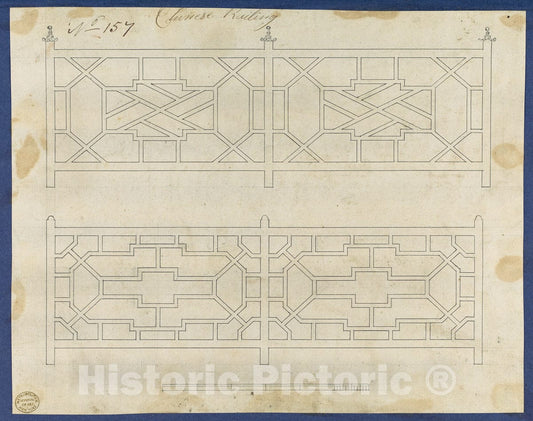 Art Print : Thomas Chippendale - Chinese Railing, from Chippendale Drawings, Vol. II 1 : Vintage Wall Art