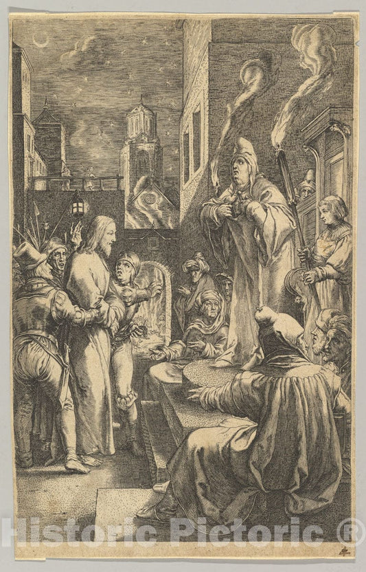 Art Print : Ludovicus Siceram - Christ Before Caiaphas, from The Passion of Christ : Vintage Wall Art