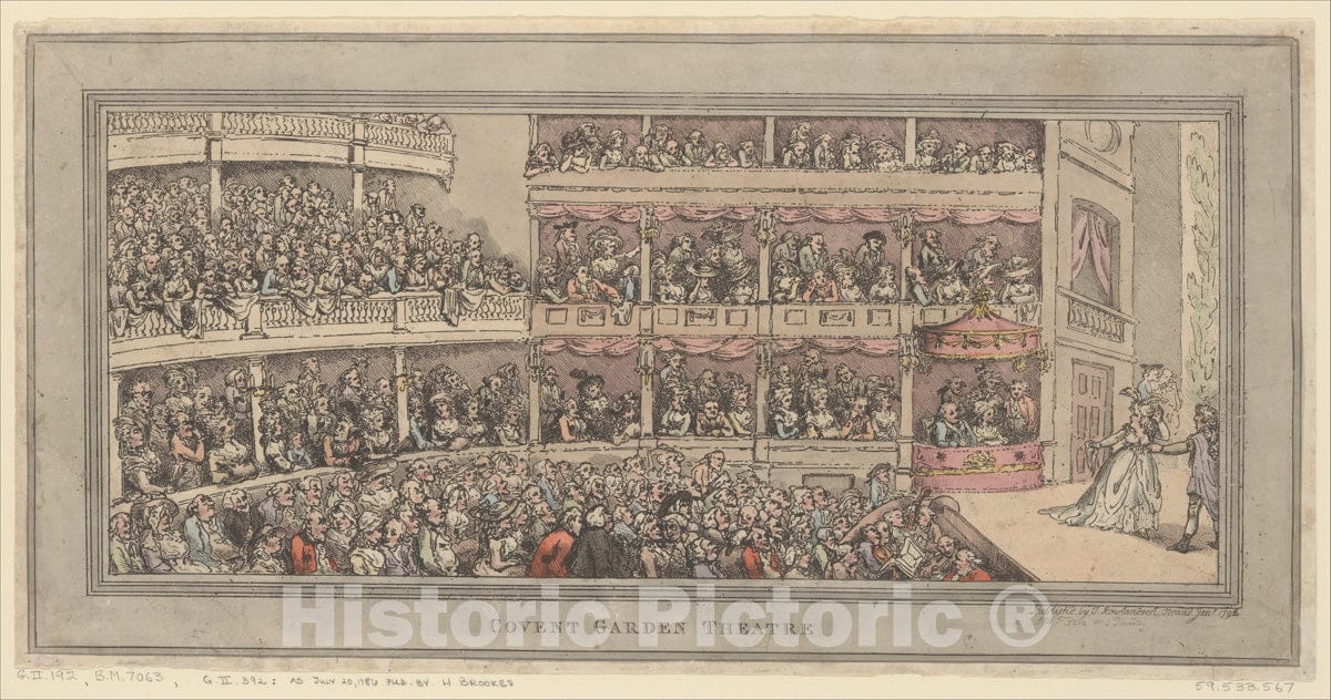 Art Print : Thomas Rowlandson - Covent Garden Theatre : Vintage Wall Art