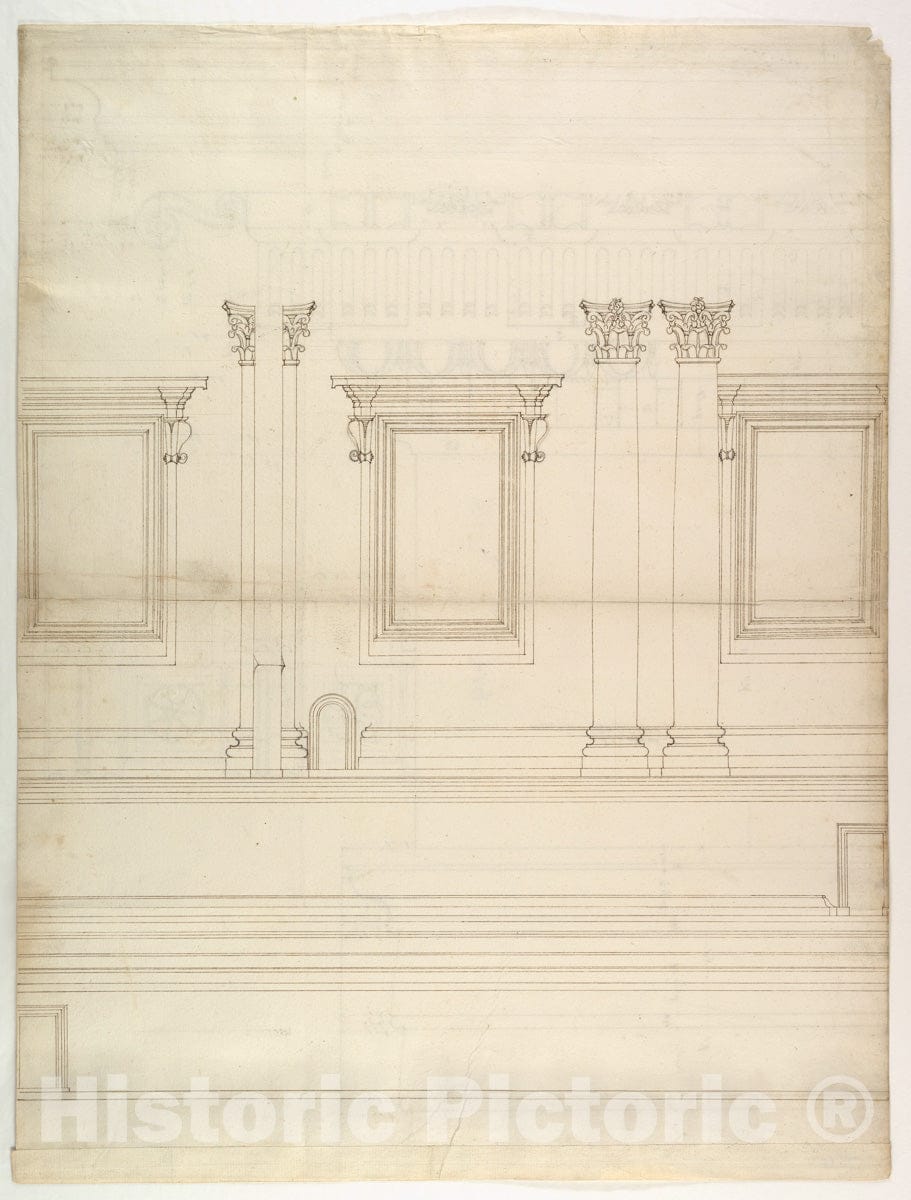 Art Print : St. Peter's, Drum, Exterior, Elevation - Artist: Etienne DuPerac - Created: 16th Century - Fine Art Reproduction : Vintage Wall Art