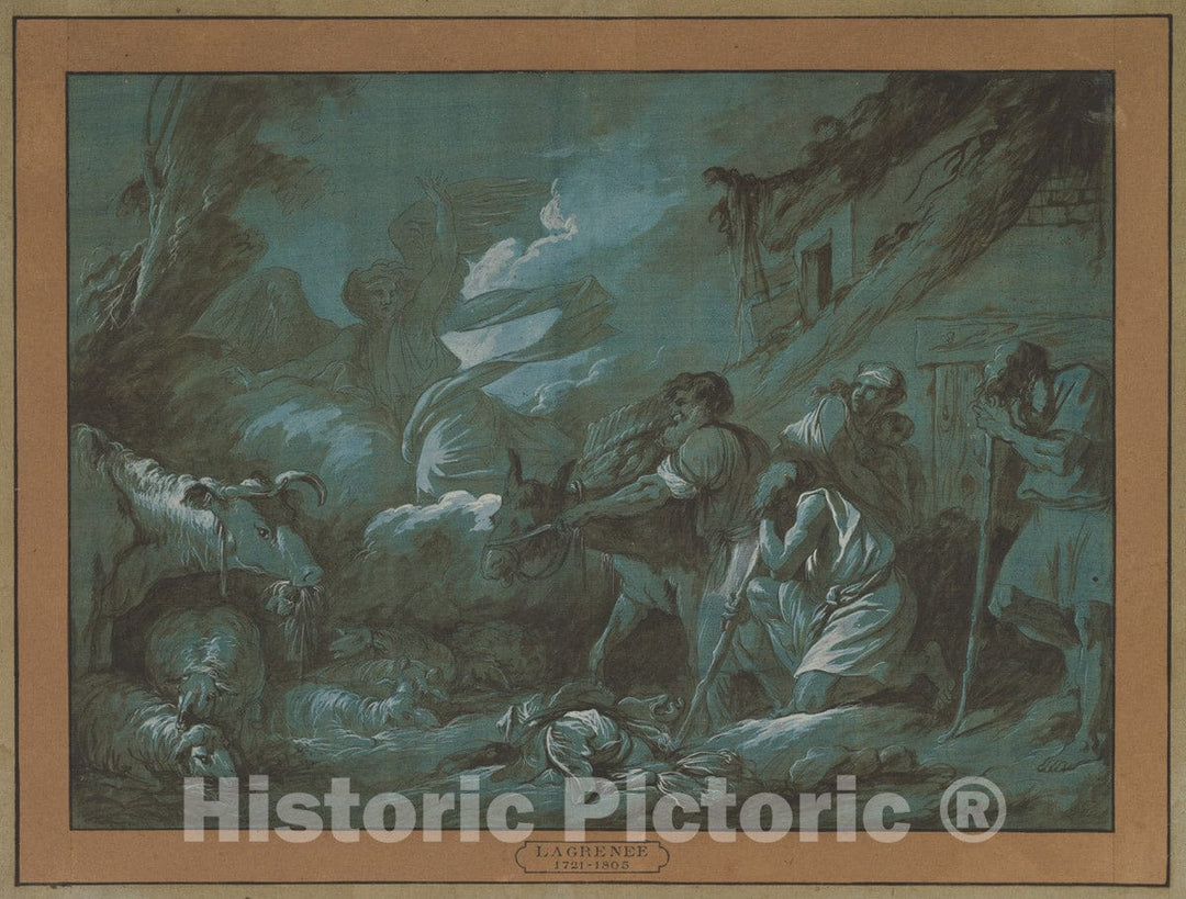 Art Print : Jean Jacques Lagrenée - Annunciation to The Shepherds : Vintage Wall Art