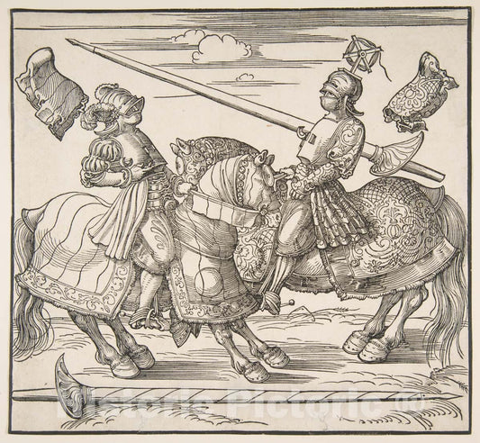 Art Print : Albrecht Dürer - The Tournament on Horseback : Vintage Wall Art