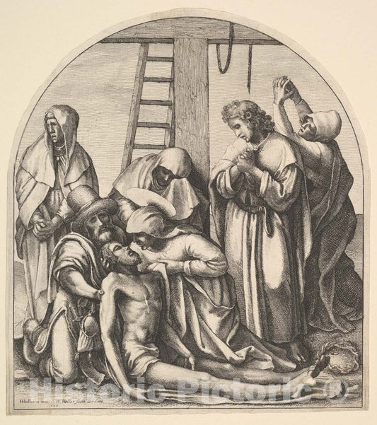 Art Print : Wenceslaus Hollar - Descent from The Cross, After Holbein : Vintage Wall Art