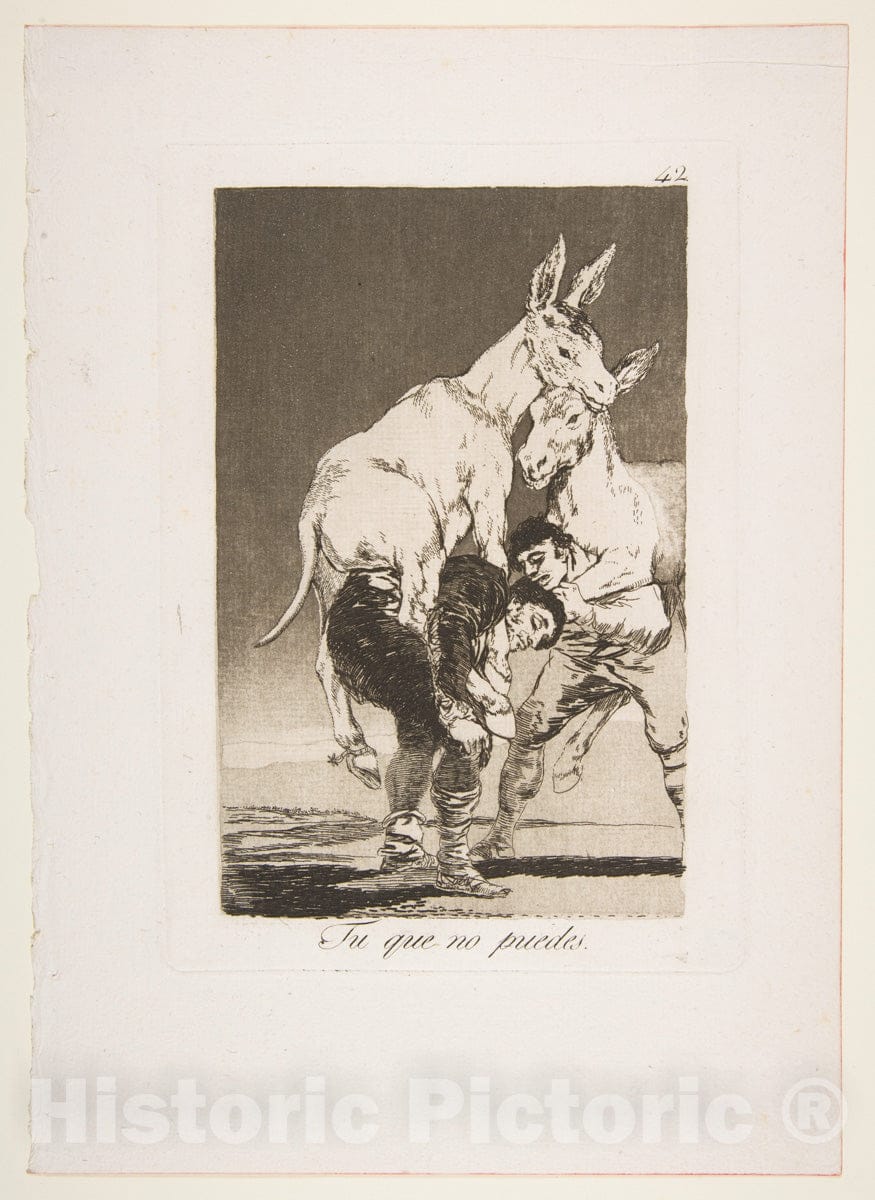Art Print : Goya - Plate 42 from 'Los Caprichos': Thou who canst not (Tu que no puedes.) : Vintage Wall Art