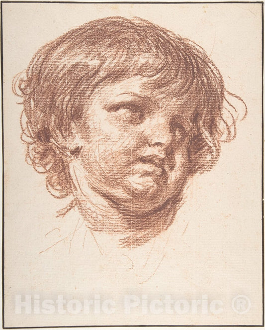 Art Print : Jean-Baptiste Greuze - Head of a Young Boy v.2 : Vintage Wall Art
