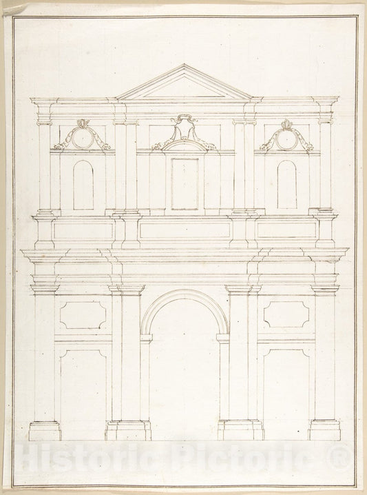 Art Print : Pietro Paolo Coccetti (Cocchetti) - Design for a Facade 2 : Vintage Wall Art