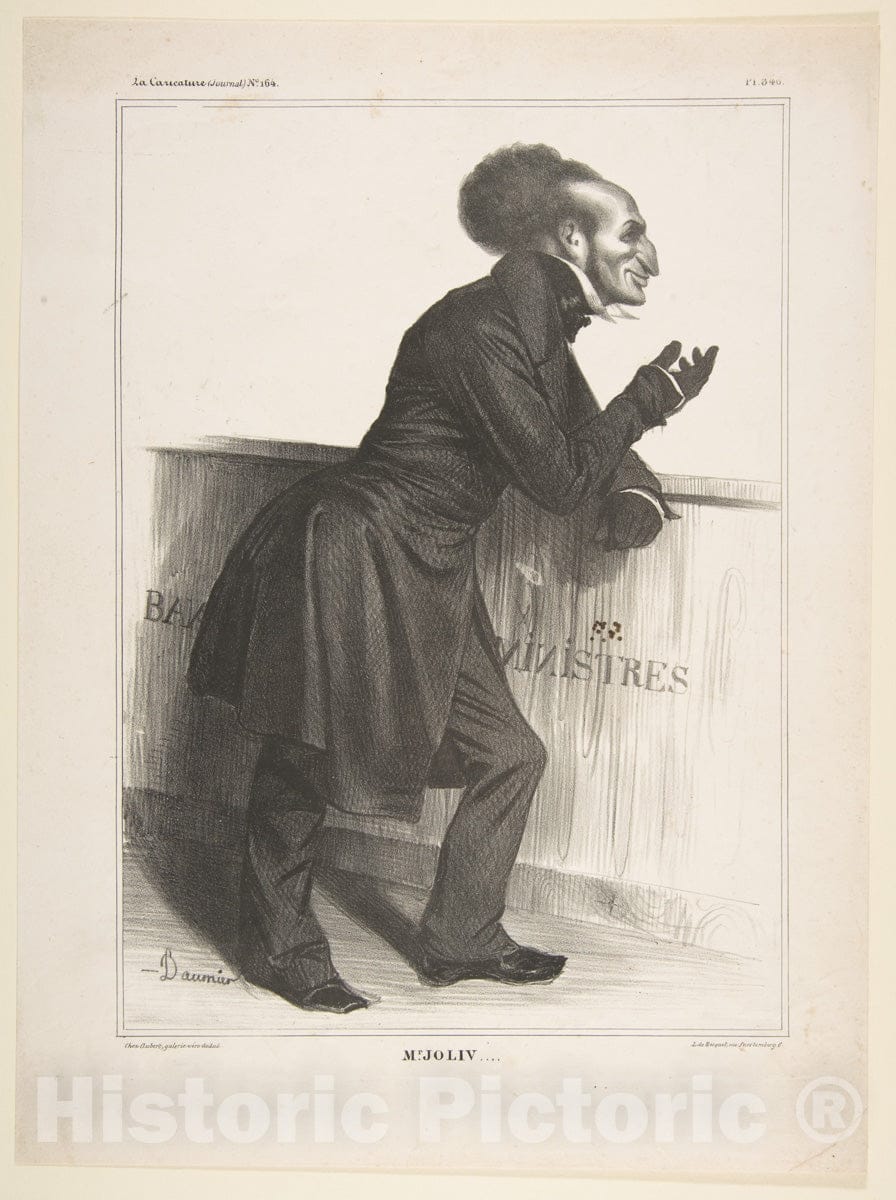 Art Print : Honoré Daumier - Adolphe Jollivet, published in La Caricature no. 164, December 27, 1833 : Vintage Wall Art