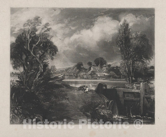 Art Print : David Lucas - A Lock on The Stour - 435949 : Vintage Wall Art