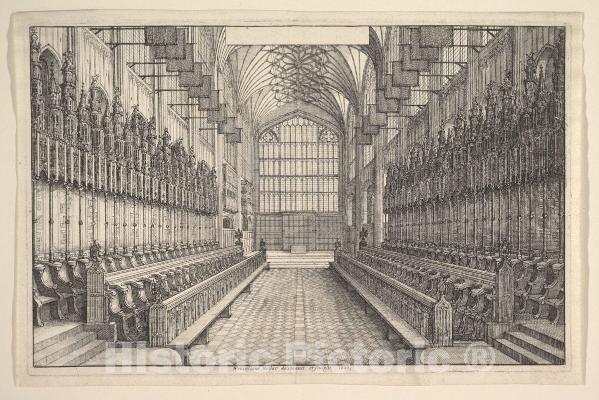 Art Print : Wenceslaus Hollar - Choir and Stalls in St George's Chapel, Windsor : Vintage Wall Art