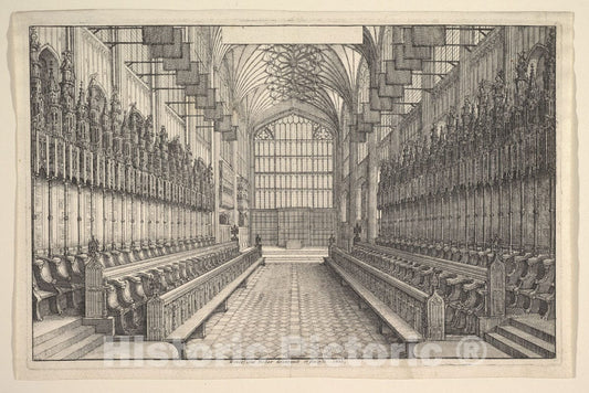Art Print : Wenceslaus Hollar - Choir and Stalls in St George's Chapel, Windsor : Vintage Wall Art