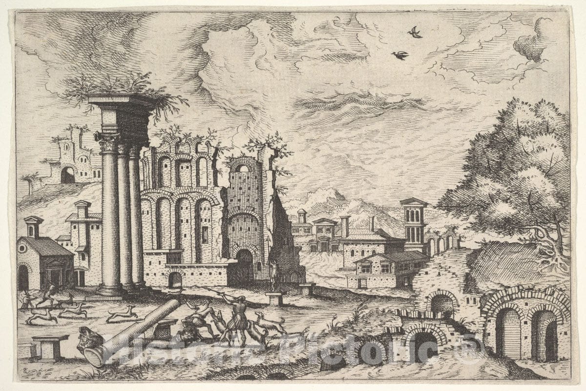 Art Print : View of The Roman Forum - Artist: Hieronymus Cock - Created: 1562 : Vintage Wall Art