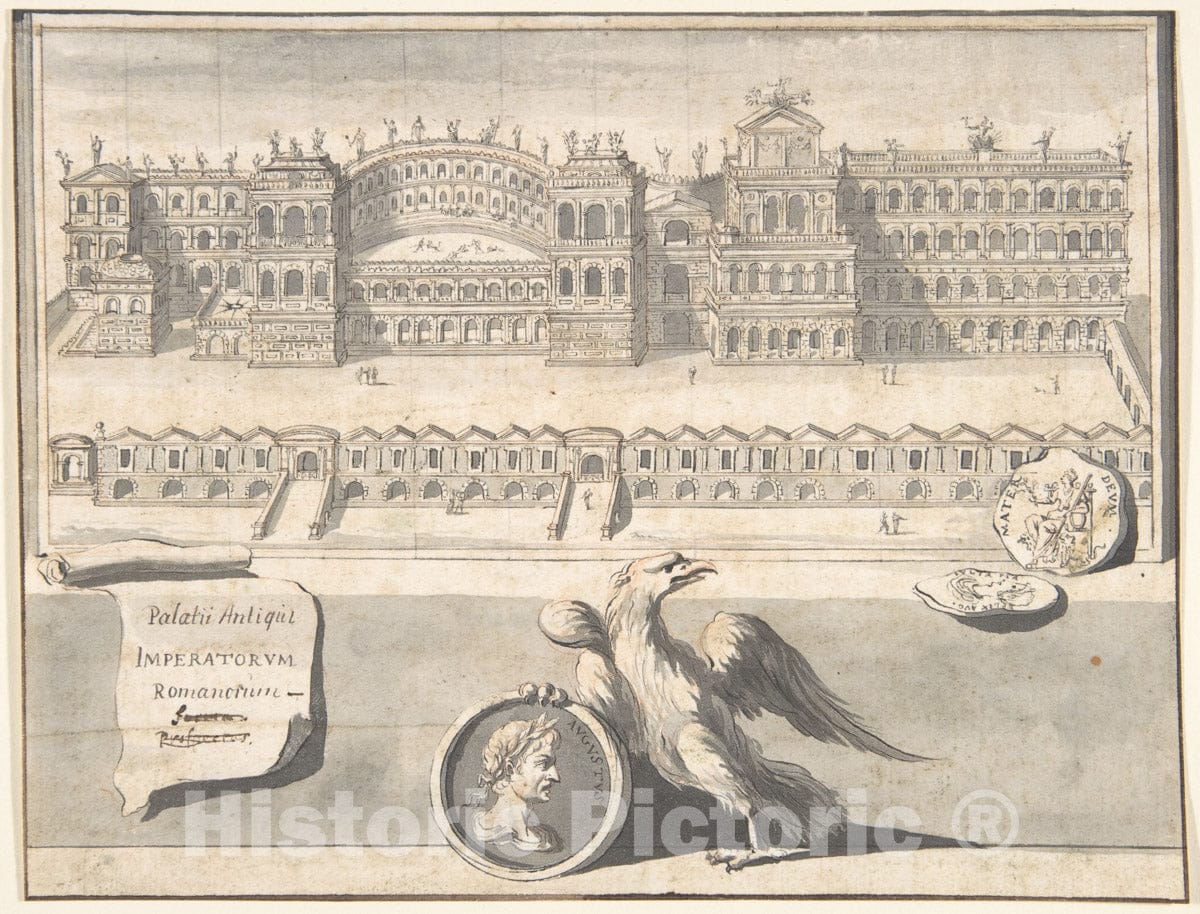 Art Print : Jan Goeree - A Reconstructed View of The Palace on The Palantine Hill : Vintage Wall Art