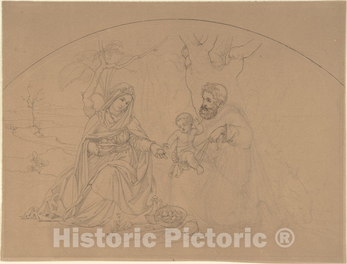 Art Print : Philipp Veit - Rest During The Flight into Egypt : Vintage Wall Art