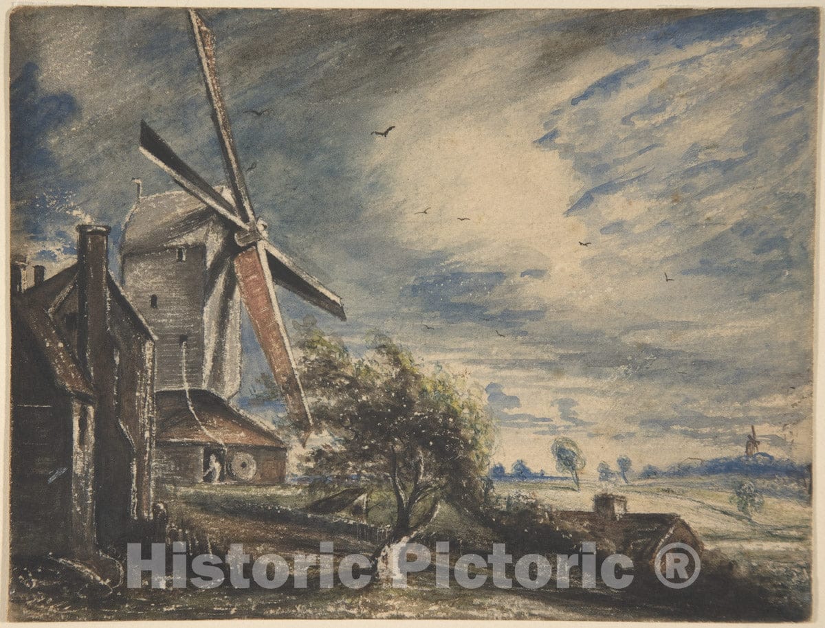 Art Print : John Constable - A Mill Near Colchester : Vintage Wall Art