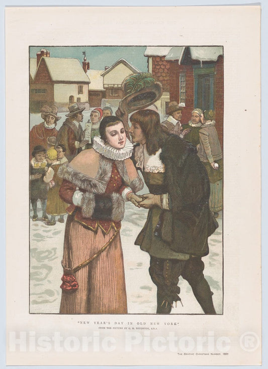 Art Print : George Henry Boughton - New Year's Day in Old New York, from The Graphic Christmas Number : Vintage Wall Art
