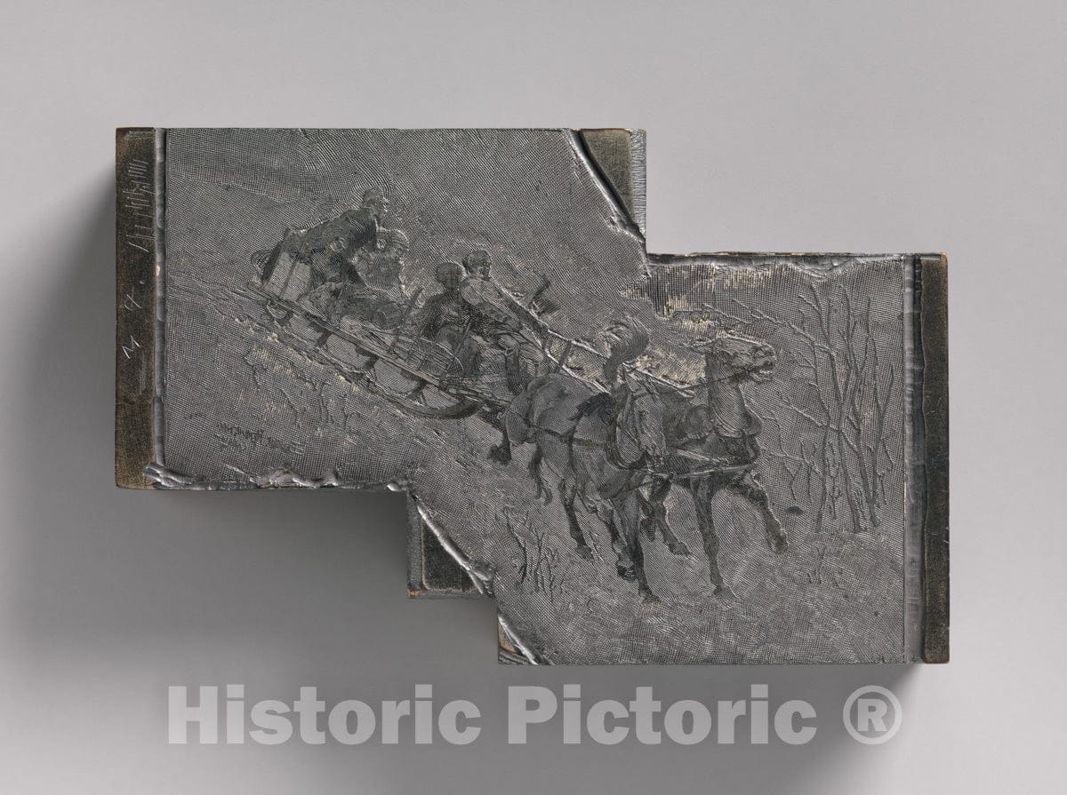 Art Print : Frederic Remington - The Portage Sleigh on a Lumber Road, for Antoine's Moose-Yard (Harper's New Monthly Magazine, October 1890) : Vintage Wall Art