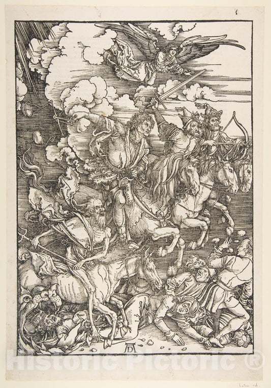 Art Print : Albrecht Dürer - The Four Horsemen, from The Apocalypse, Latin Edition, 1511 : Vintage Wall Art