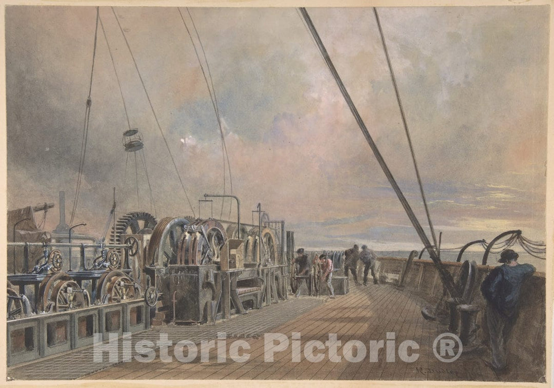Art Print : Robert Charles Dudley - Deck of Great Eastern, AFT: The Paying-Out Machinery : Vintage Wall Art