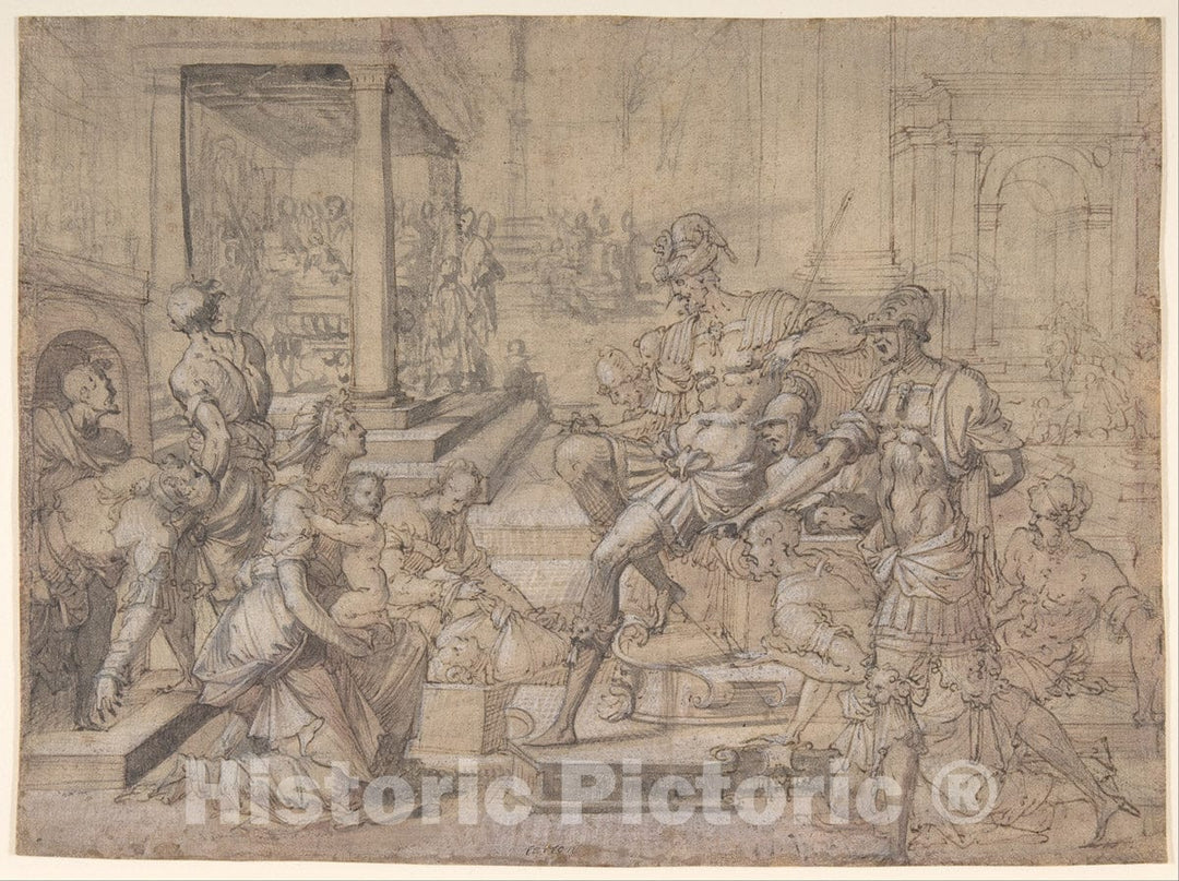 Art Print : Jean Cousin The Elder - Amya Petitioning Faustus for The Custody of Saint Mamas : Vintage Wall Art