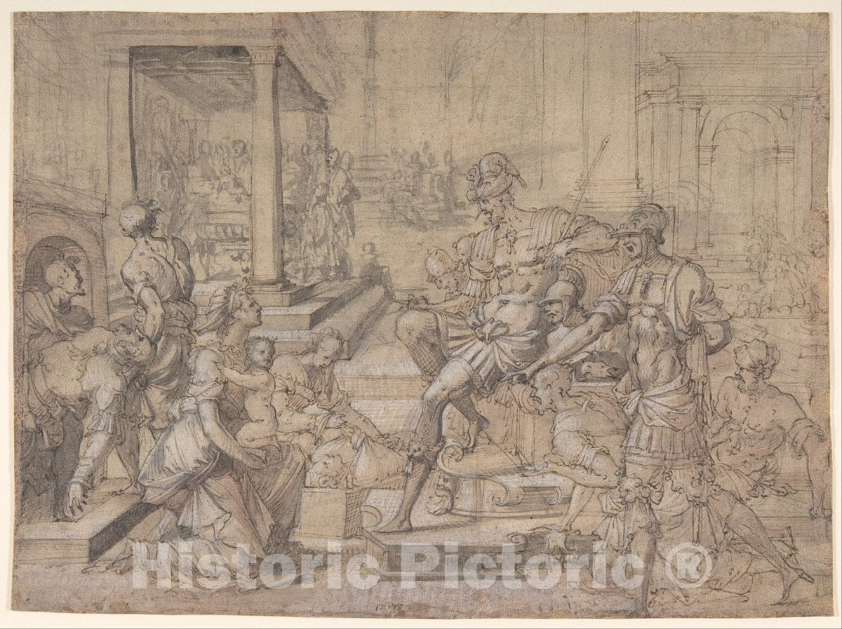 Art Print : Jean Cousin The Elder - Amya Petitioning Faustus for The Custody of Saint Mamas : Vintage Wall Art