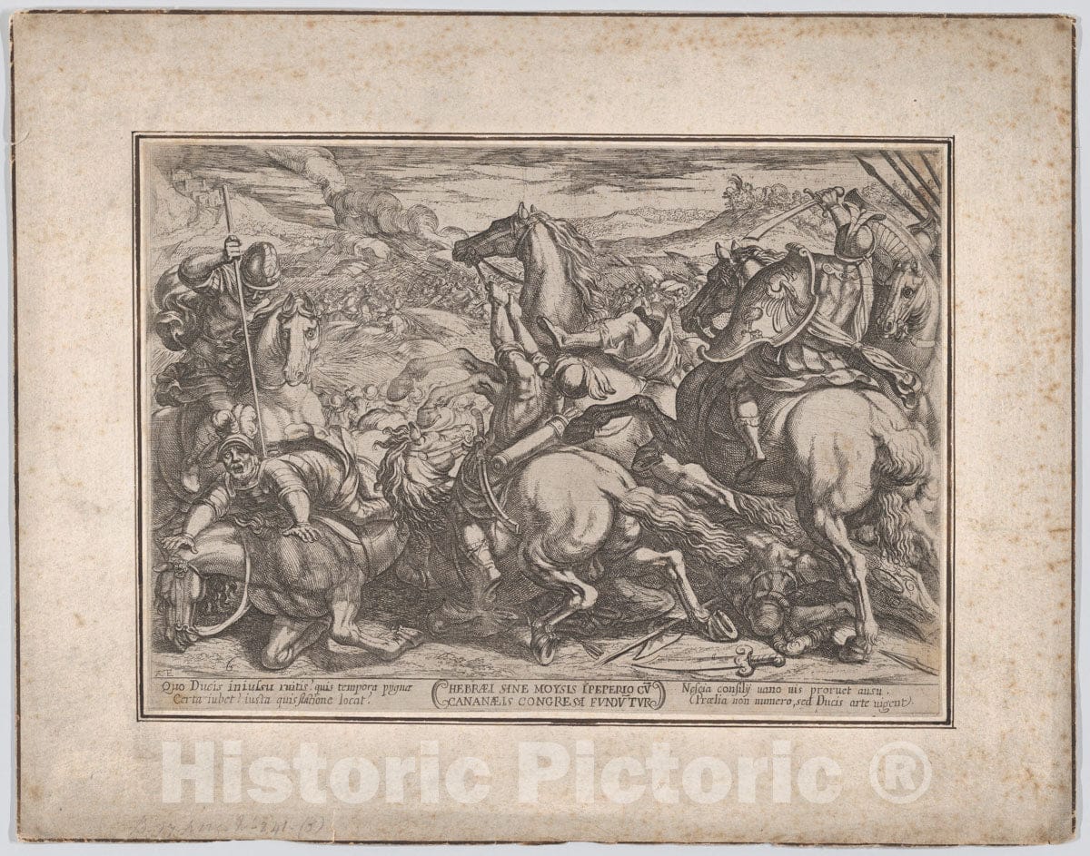 Art Print : Antonio Tempesta - Plate 6: The Israelites Defeated by The Canaanites for Having Disobeyed Moses, from 'The Battles of The Old Testament' 1 : Vintage Wall Art