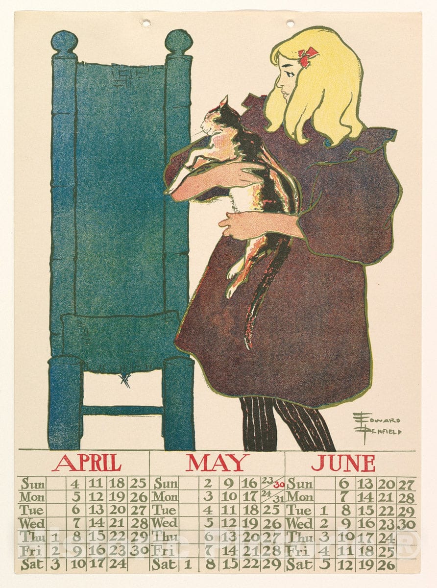 Art Print : Edward Penfield - April, May, June : Vintage Wall Art