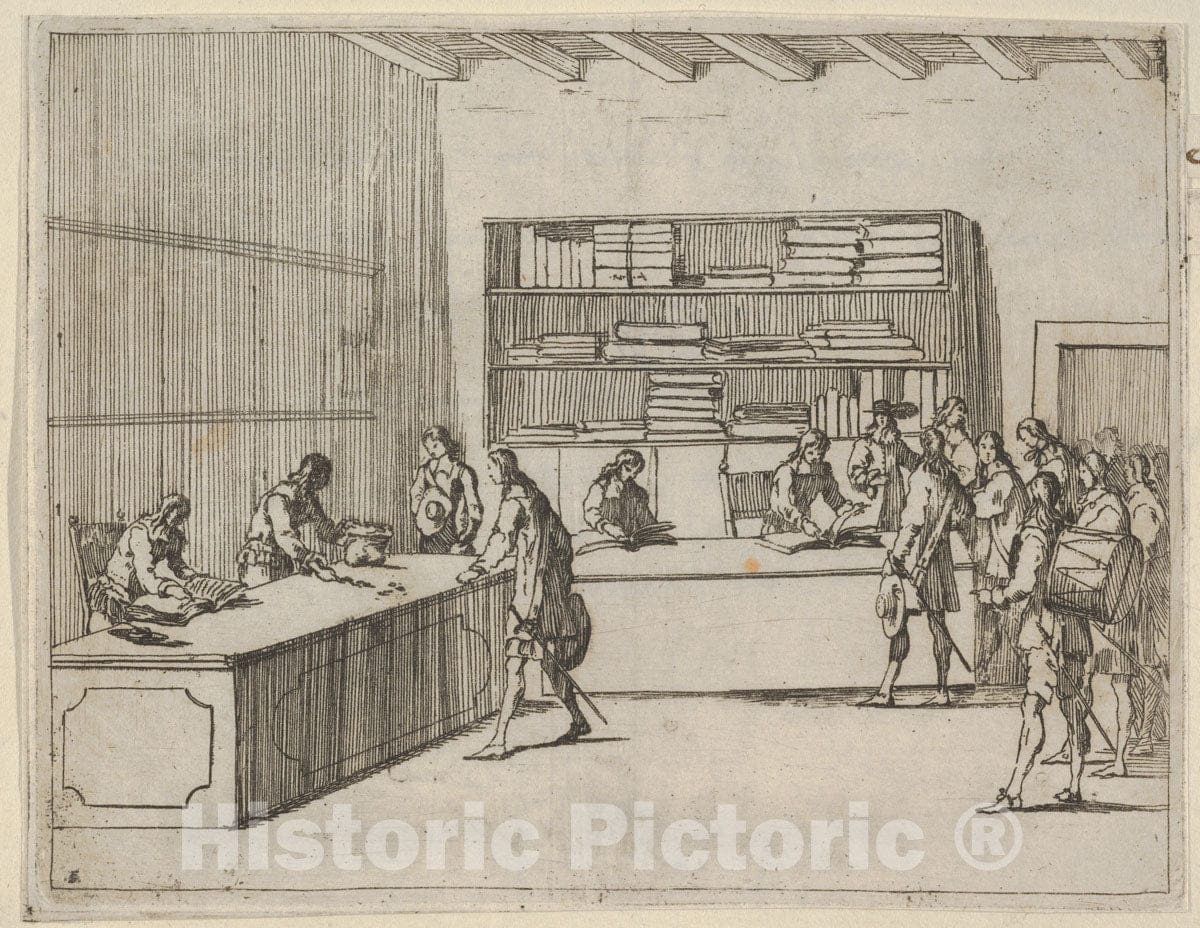 Art Print : Soldiers Enlisting to Defend The Faith Agains The Turks - Artist: Bartolomeo Fenice (Fenis) - Created: 1659 : Vintage Wall Art